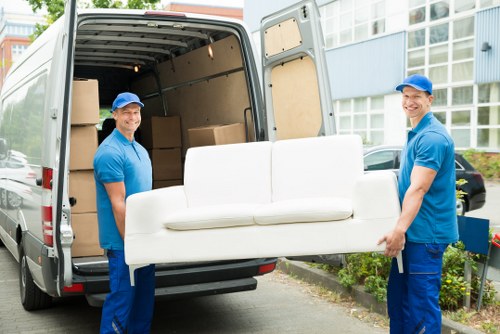 Professional office relocation team planning a Stratford business move
