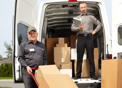 Commercial move planning in Stratford with office equipment and boxes