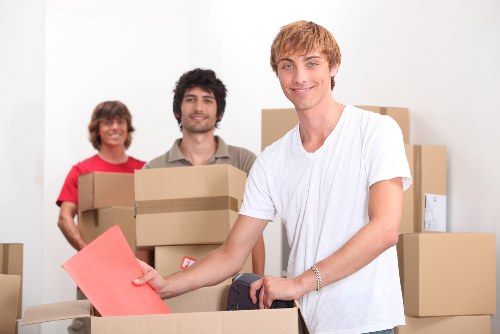 Moving team preparing a removal van in Stratford for office relocation